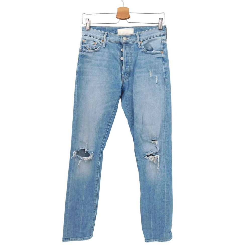 Mother Superior The Stinger Flood Jeans Light Wash Distressed High Rise 26